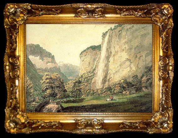 framed  Pars, William The Valley of Lauterbrunnen and the Staubbach, ta009-2